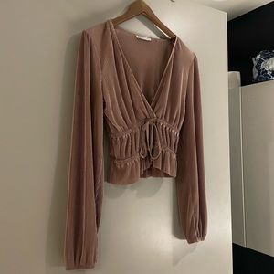 Zara | Elegant Dainty Pleated Rosé Coloured Billowing Long Sleeve Blouse | S